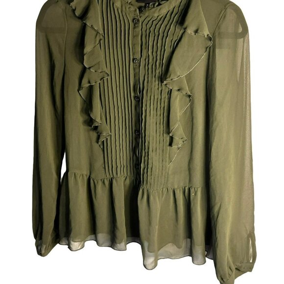 COPY - Who What Wear Olive Green Sheer Fabric Girls Top Sku 1055 Size XS - Picture 3 of 12